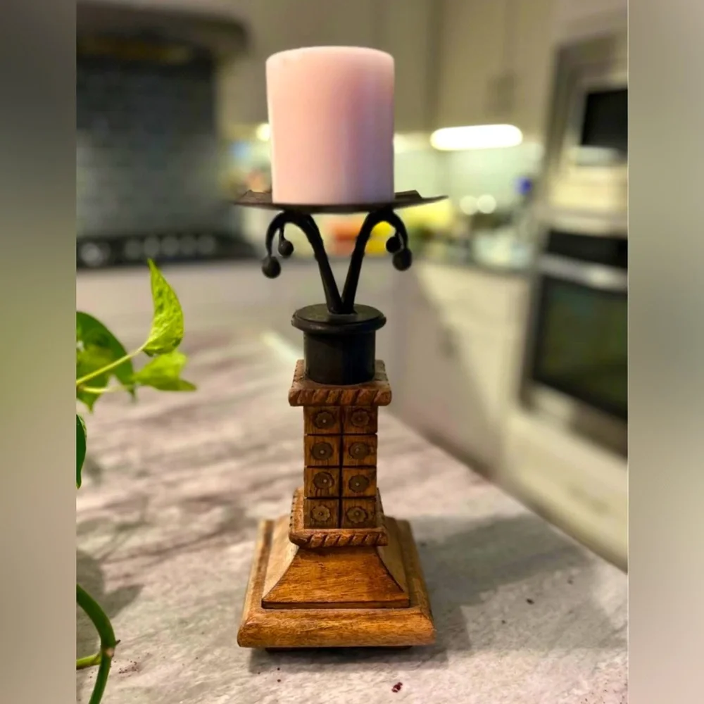 Unique wooden candle holder